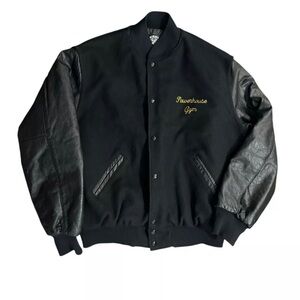 Vintage early 90’s Powerhouse Gym Bomber varsity Jacket Men’s XXL Leather Wool